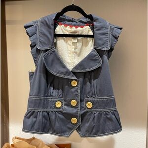 Cotton Vest/Waistcoat in Dusty Blue